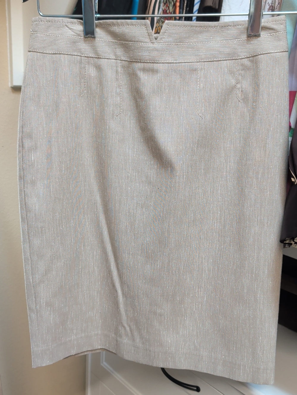 Halogen Light Beige Metallic Pencil Skirt